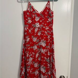 Lulu's Red Floral Maxi Dress